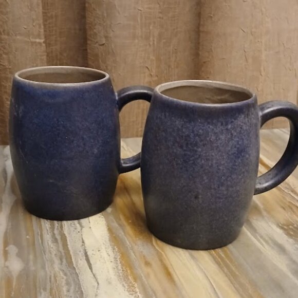 Set of 2 Stone wear Mugs BlueSpeckled Pottery LightweightHand Crafted Drink